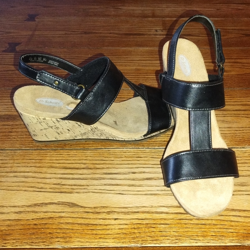 Dr. Scholl's Size 8.5 Black Wedge Sandals for Women